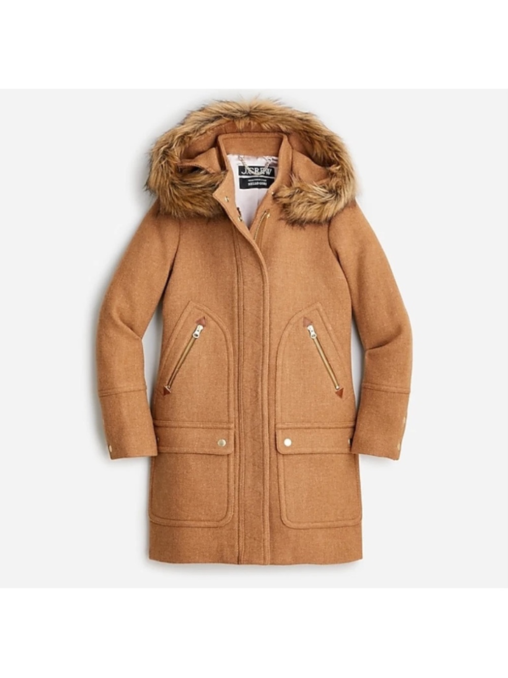 J. Crew Italian Stadium Cloth Nello Gori Coat Heather Acorn Sz 12